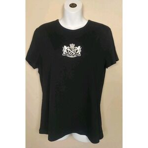 Lauren Ralph Lauren Active Black Embroidery Logo Cap Sleeve Tshirt‎ Size L